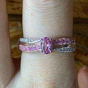 Natural Pink Spinel Pink Sapphire Sterling Silver Ring Size 8.75